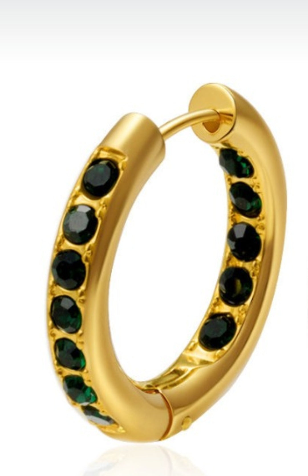 Arracada 18K de Oro y Acero Inoxidable, pedrería Circonia Blanco