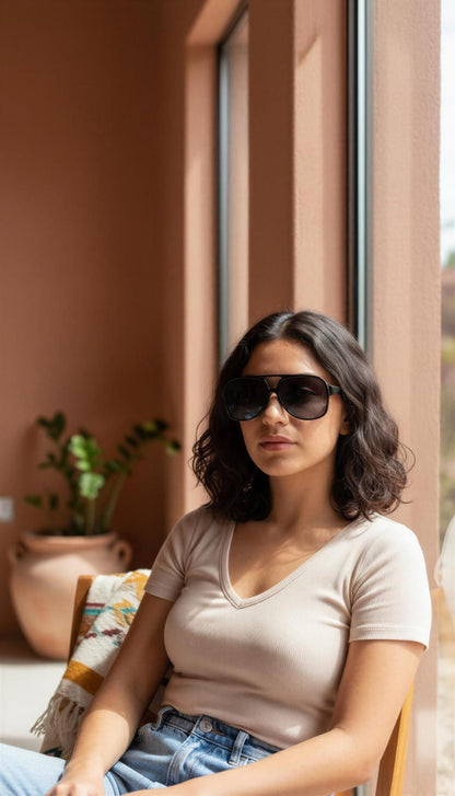 Lentes de Sol estilo Aviador Retro Unisex Negro