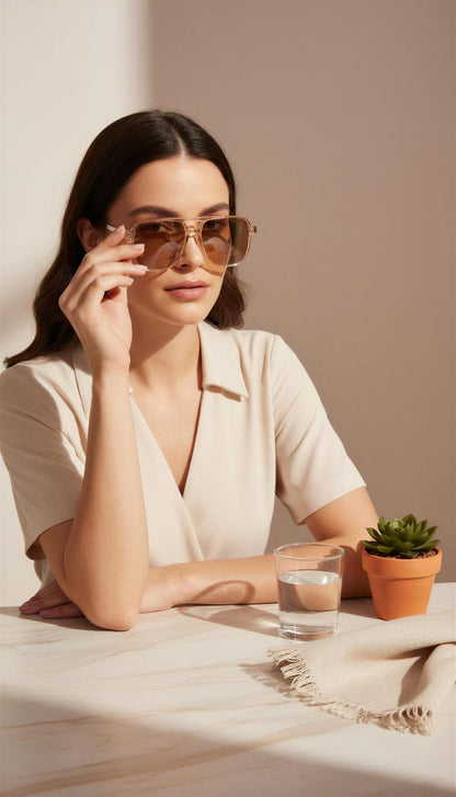 Lentes de Sol estilo Aviador Retro Unisex Rosa Translúcido
