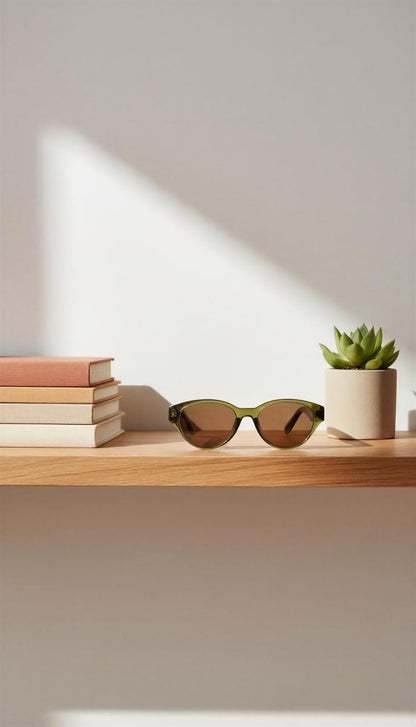 Lentes de Sol Estilo Ojo de Gato Verde
